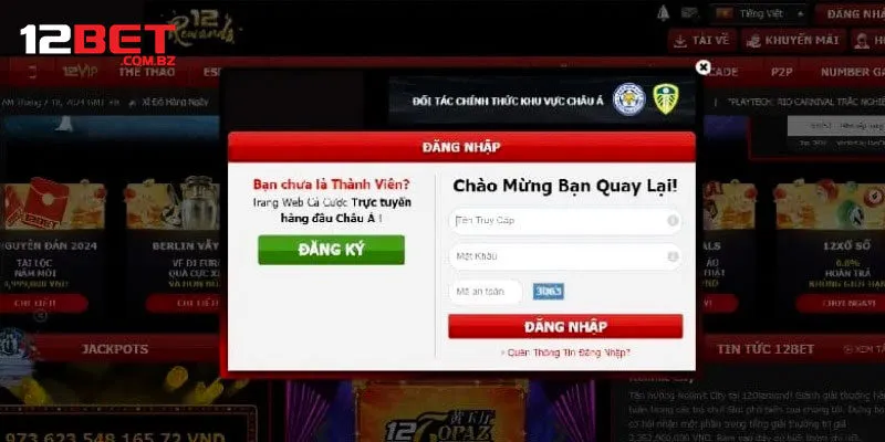 Cách đăng nhập 12bet